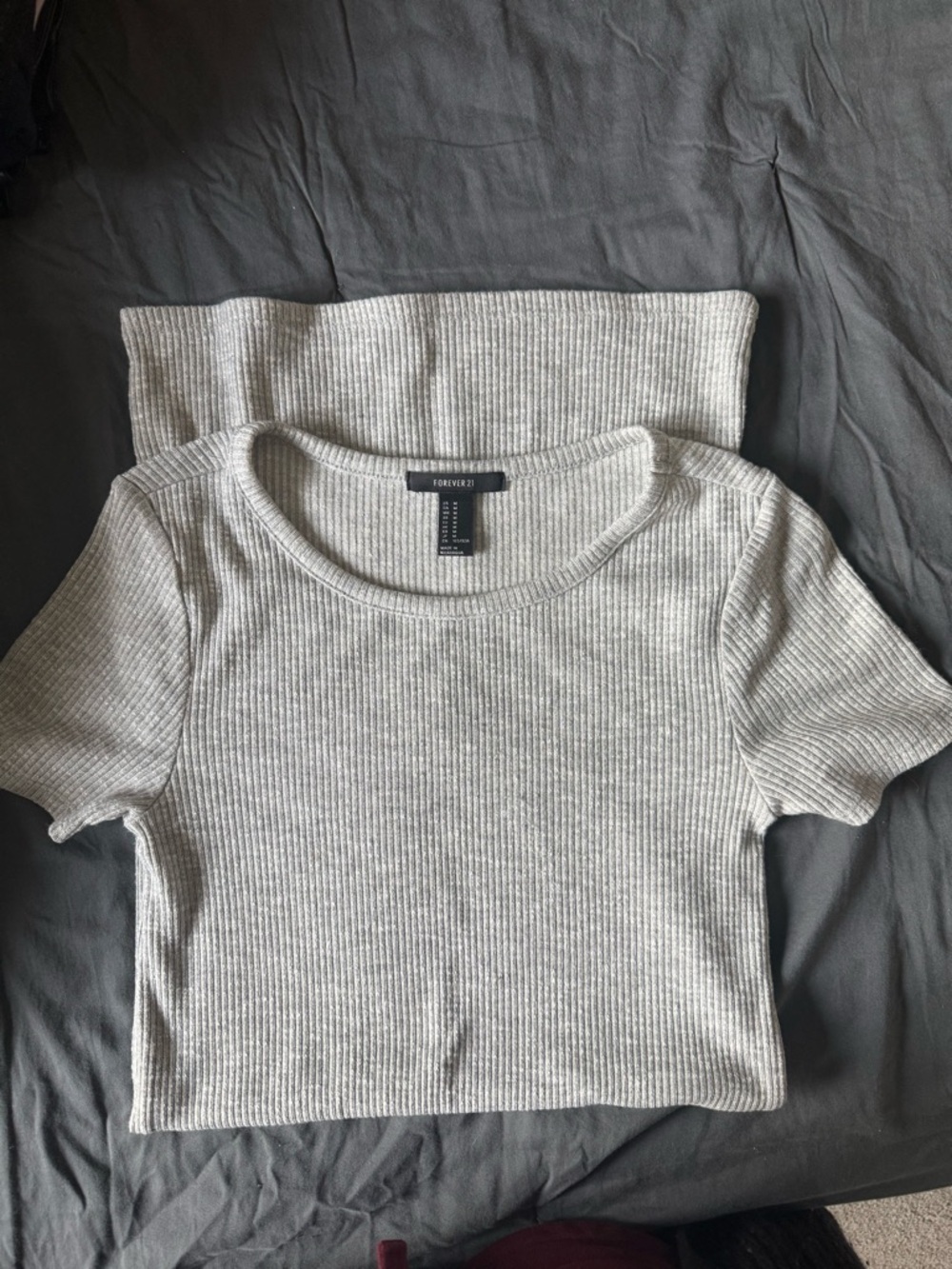 Forever 21 Light Gray Ribbed Short Sleeve dress.
